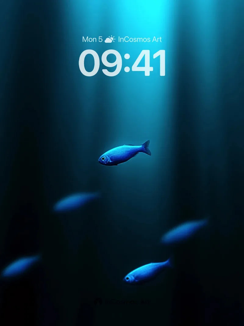 Serenity Abyss Wallpaper with Bioluminescent Drift