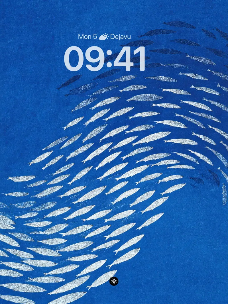 School of Silver Fish Deep Blue Ocean Wallpaper