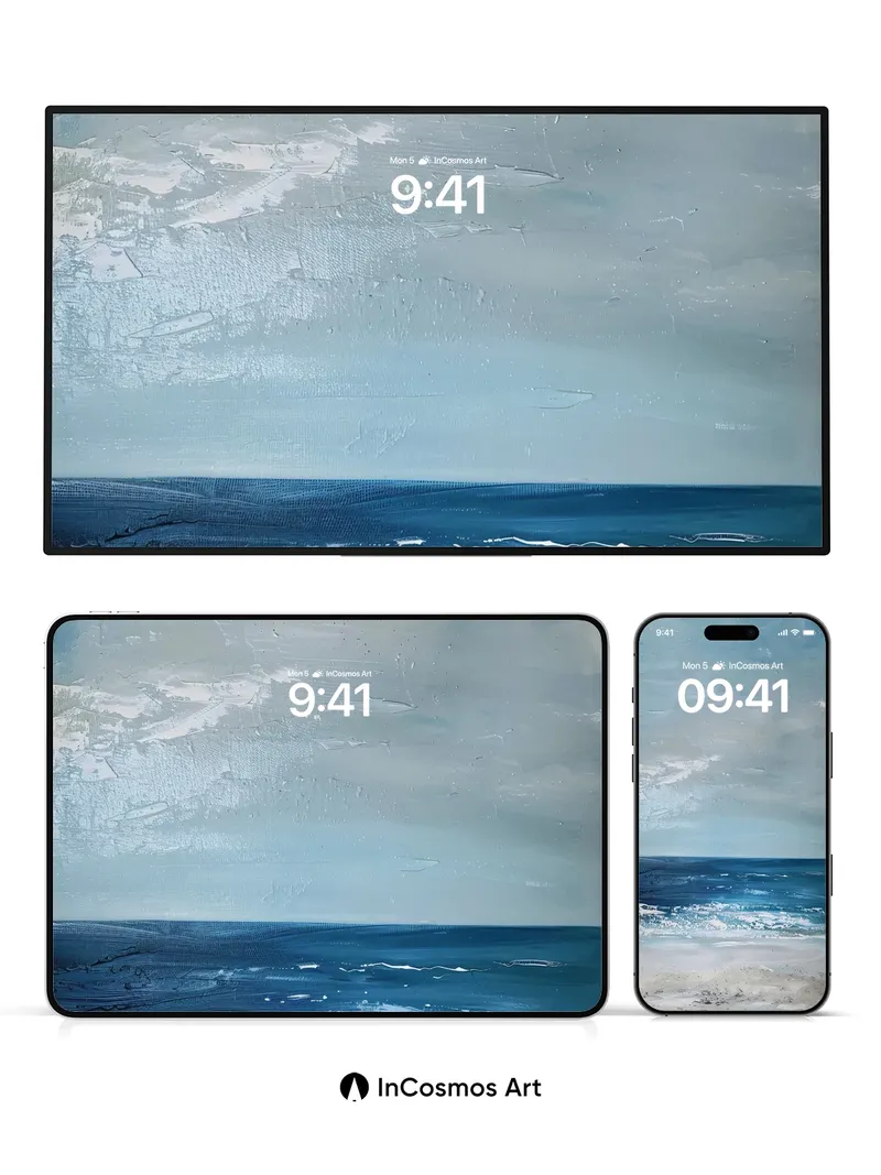 Serenity Sea Wallpaper with Textured Horizon