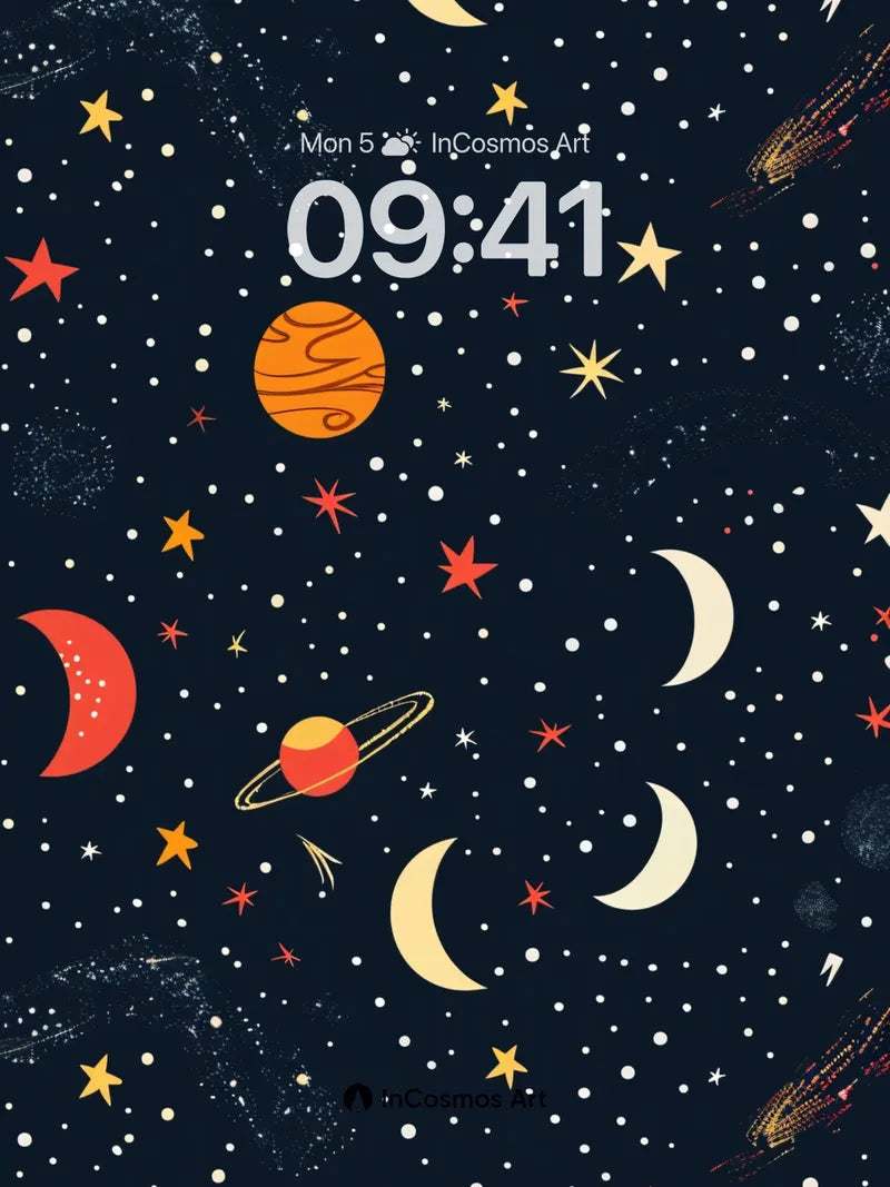 Cosmic Whimsy Wallpaper with Playful Planets