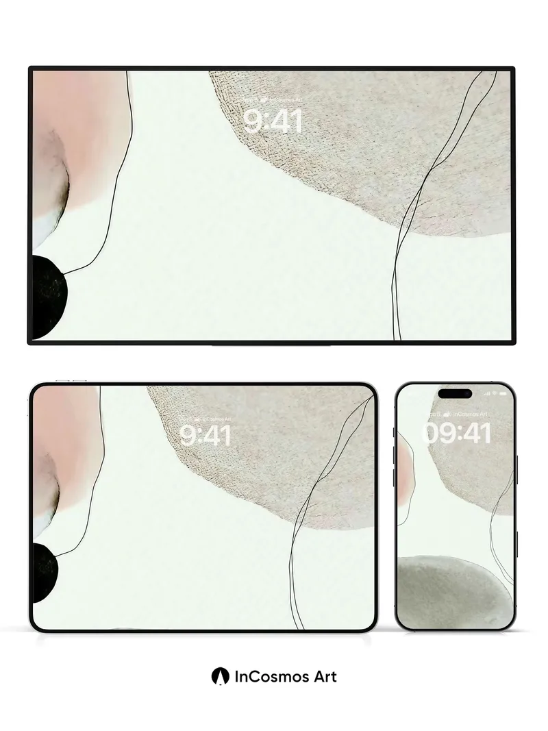 Serene Watercolor Wallpaper with Whispering Lines