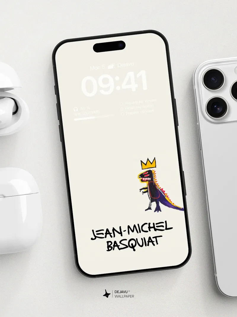8K Minimal Aesthetic Jean-Michel Basquiat Painting Wallpaper
