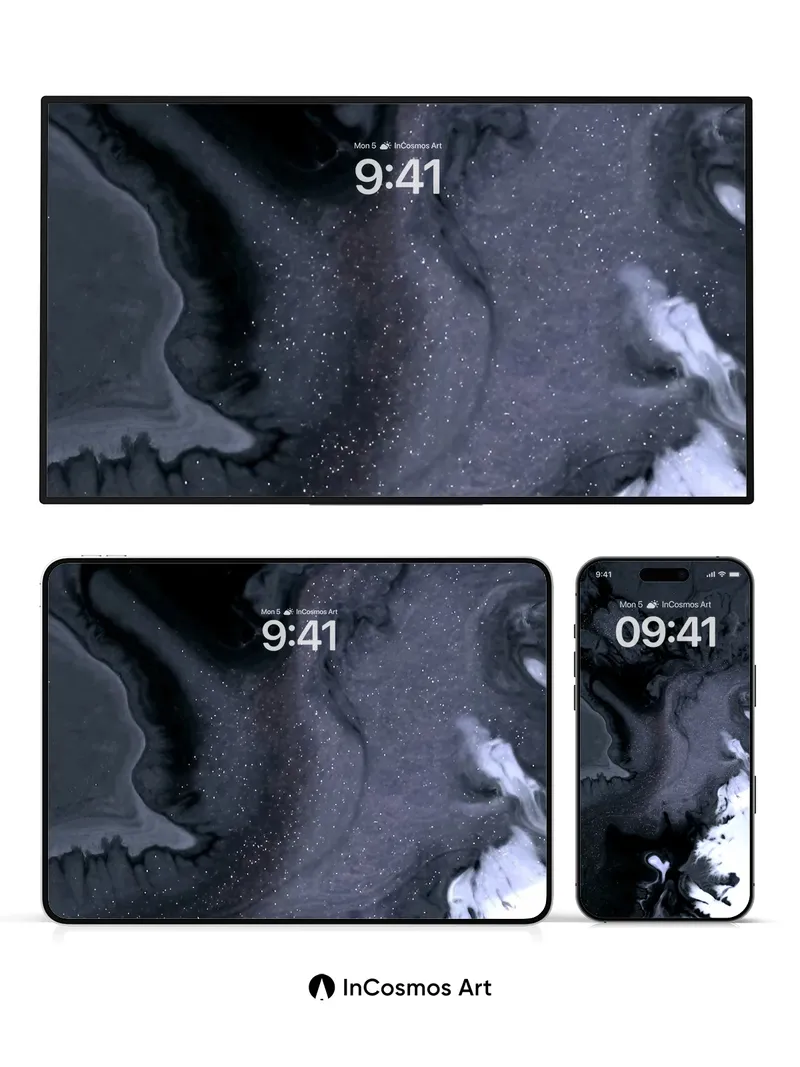 Cosmic Ink Wallpaper with Starlit Veins