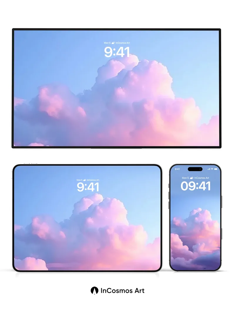 Crimson Horizon Wallpaper with Floating Clouds