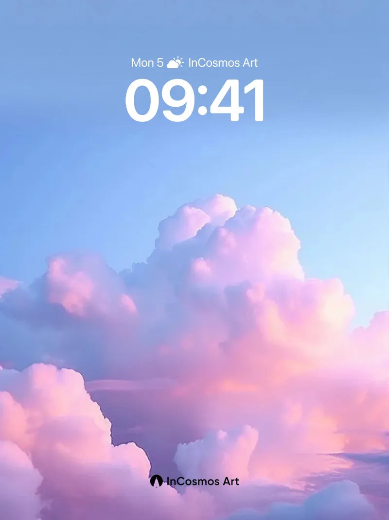 Crimson Horizon Wallpaper with Floating Clouds