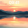 Serenity Sunset Wallpaper with Floating Light wallpaper for iPhone, iPad & Mac