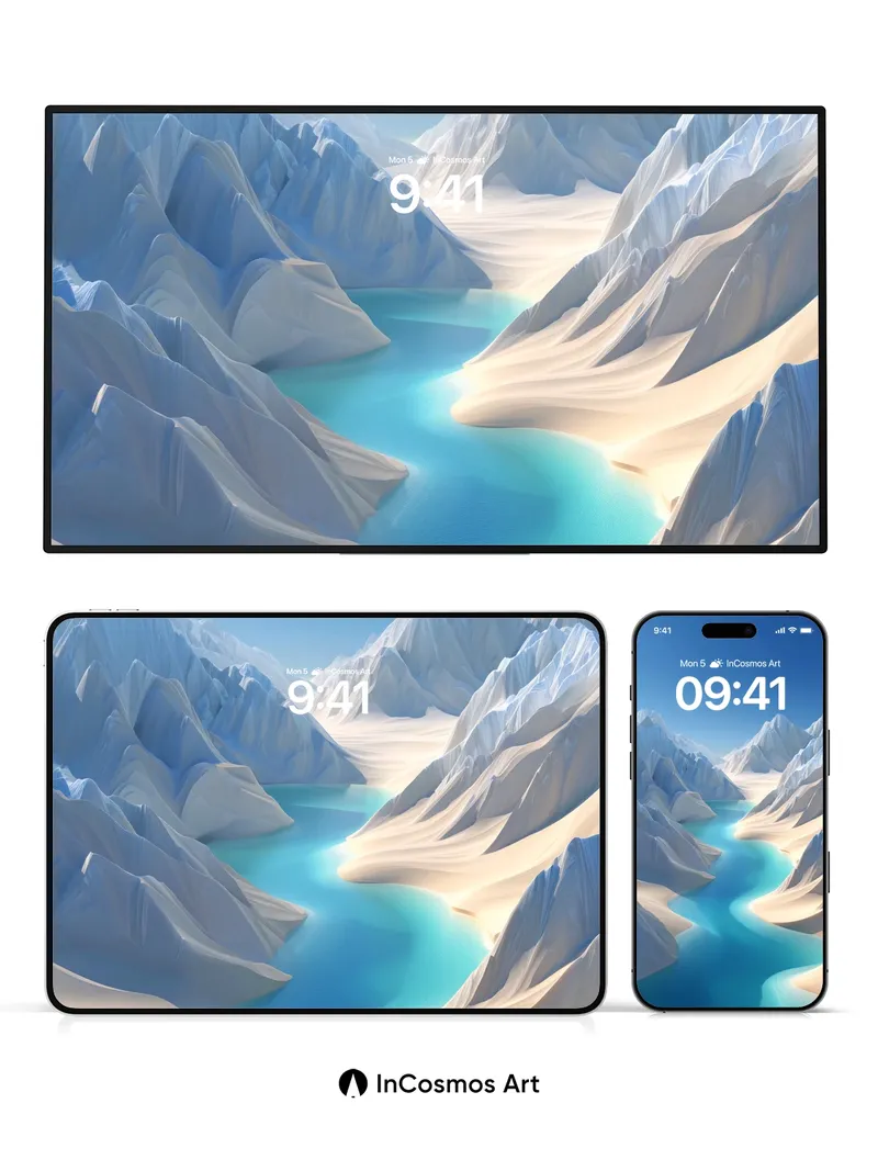 Glacial Serenity Wallpaper with Turquoise Veins