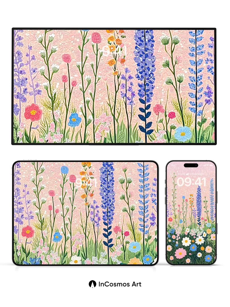 Whispering Meadow Wallpaper with Starlight Petals