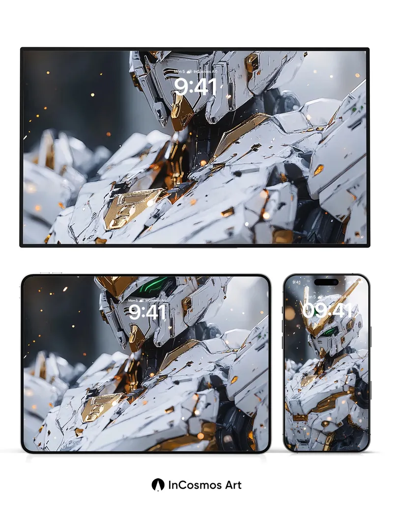 Futurist Armor Wallpaper with Golden Sparks