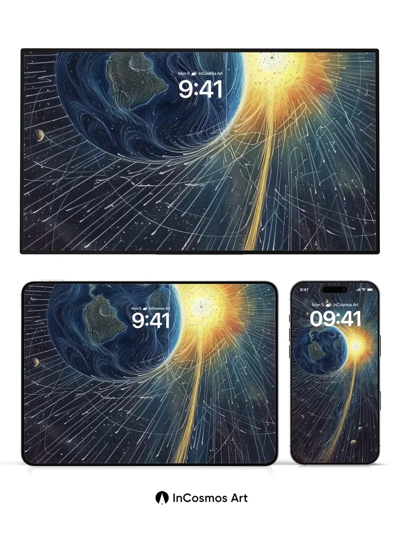 Cosmic Pulse Wallpaper with Solar Veil