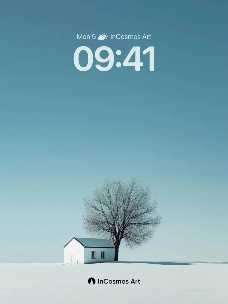 Serenity Snowdrift Wallpaper with Lone Tree