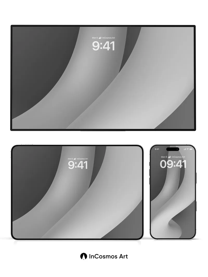 Serenity Curve Wallpaper with Floating Forms