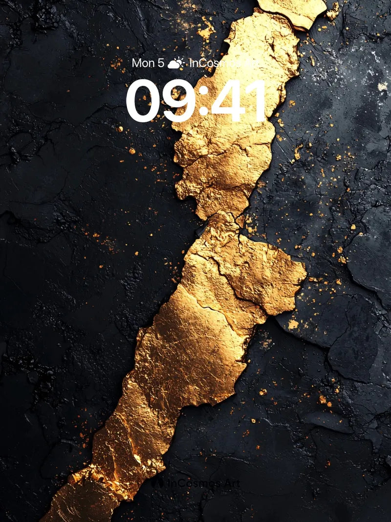 Golden Vein Wallpaper with Cracked Earth Texture