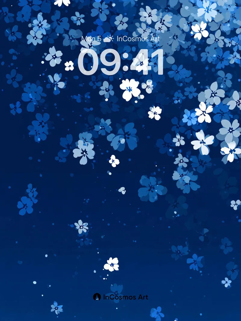 Midnight Bloom Wallpaper with Falling Petals