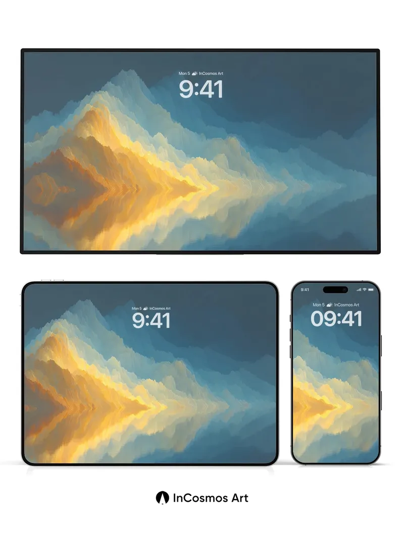 Golden Veil Wallpaper with Mountain Echoes