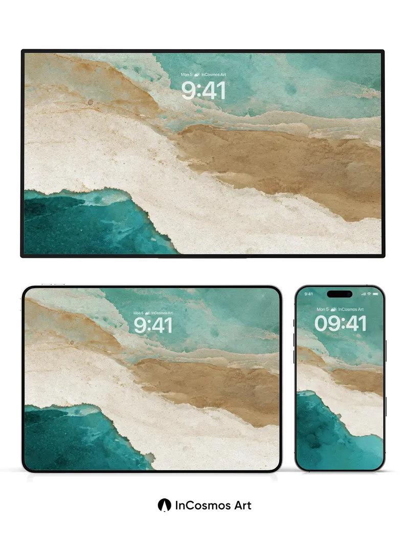 Serene Sandstone Wallpaper with Turquoise Tides