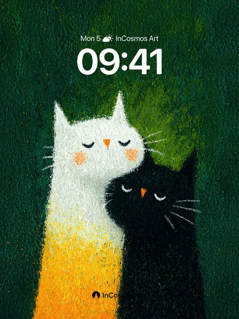 Serenity Cat Duo Wallpaper with Velvet Hues