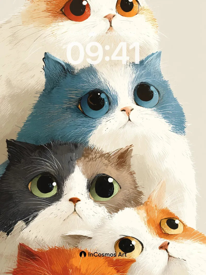 Whiskered Wonder Wallpaper with Stacked Gaze wallpaper for iPhone, iPad & Mac