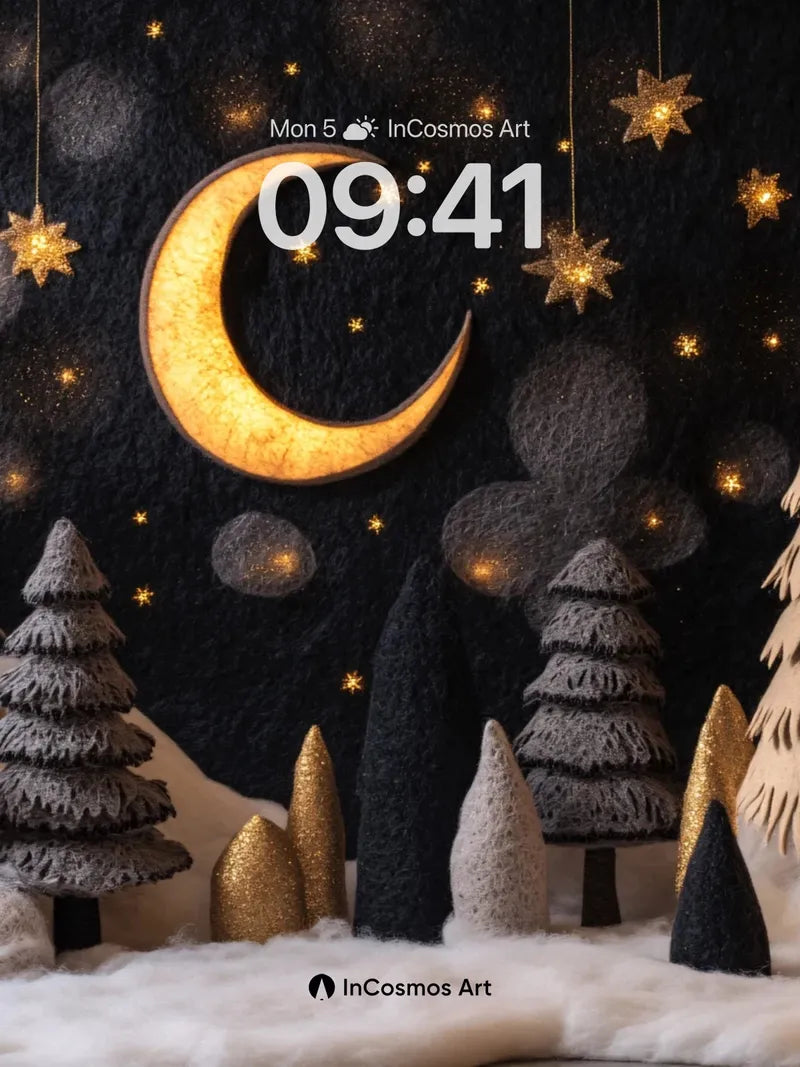 Moonlit Forest Wallpaper with Textured Trees