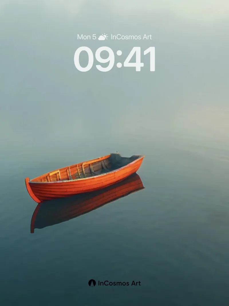 Serenity Drift Wallpaper with Mist-Embraced Boat