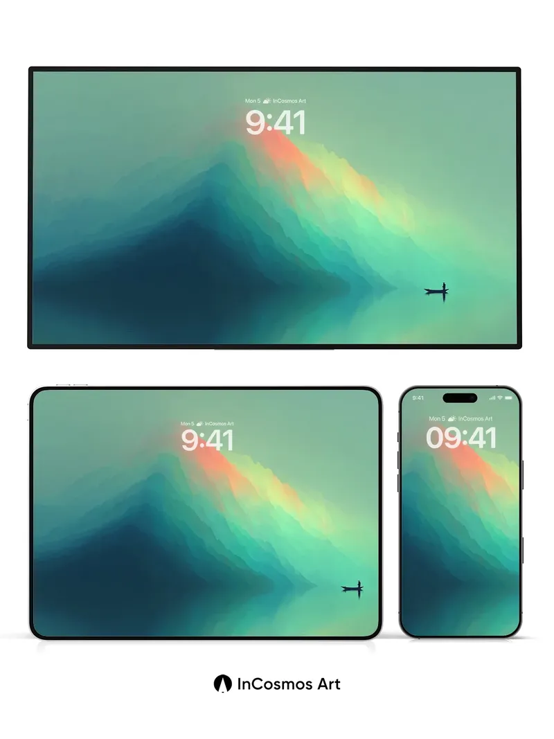 Serenity Wave Wallpaper with Floating Light