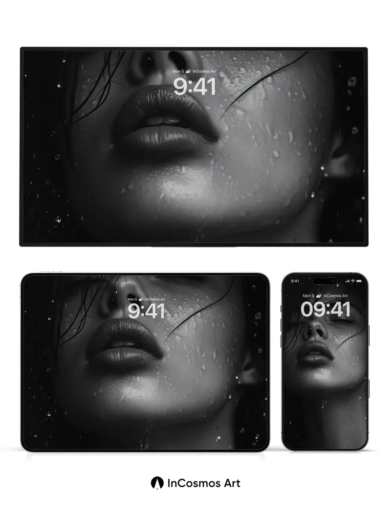 Silent Rain Wallpaper with Glistening Droplets