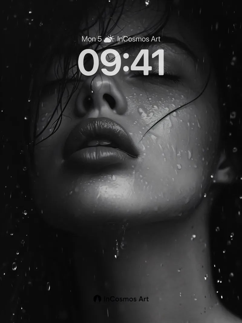 Silent Rain Wallpaper with Glistening Droplets