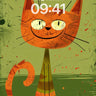Whimsical Orange Cat Wallpaper with Grunge Texture wallpaper for iPhone, iPad & Mac