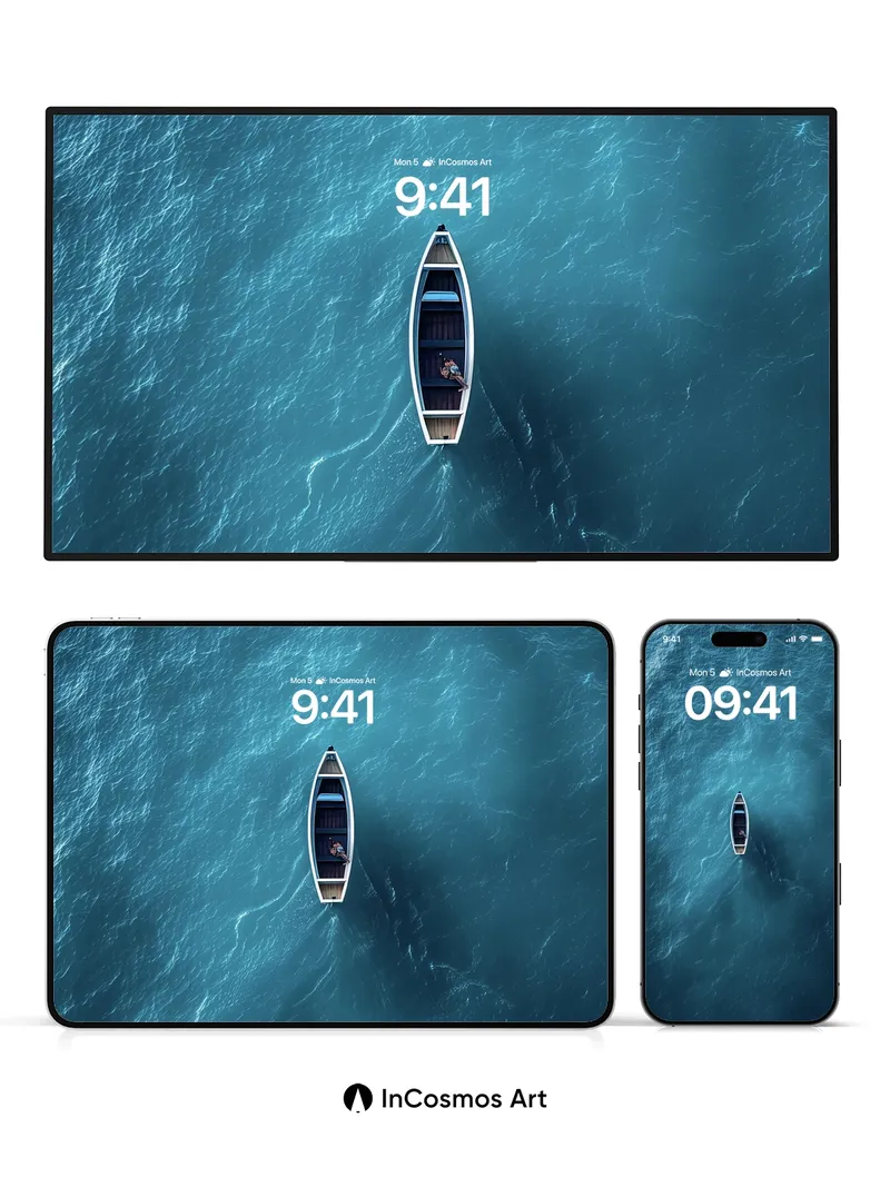 Serenity Drift Wallpaper with Midnight Boat