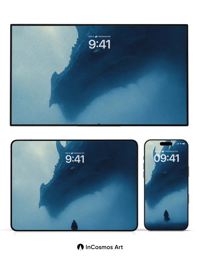 Frost-Whisper Dragon Wallpaper with Solitary Figure