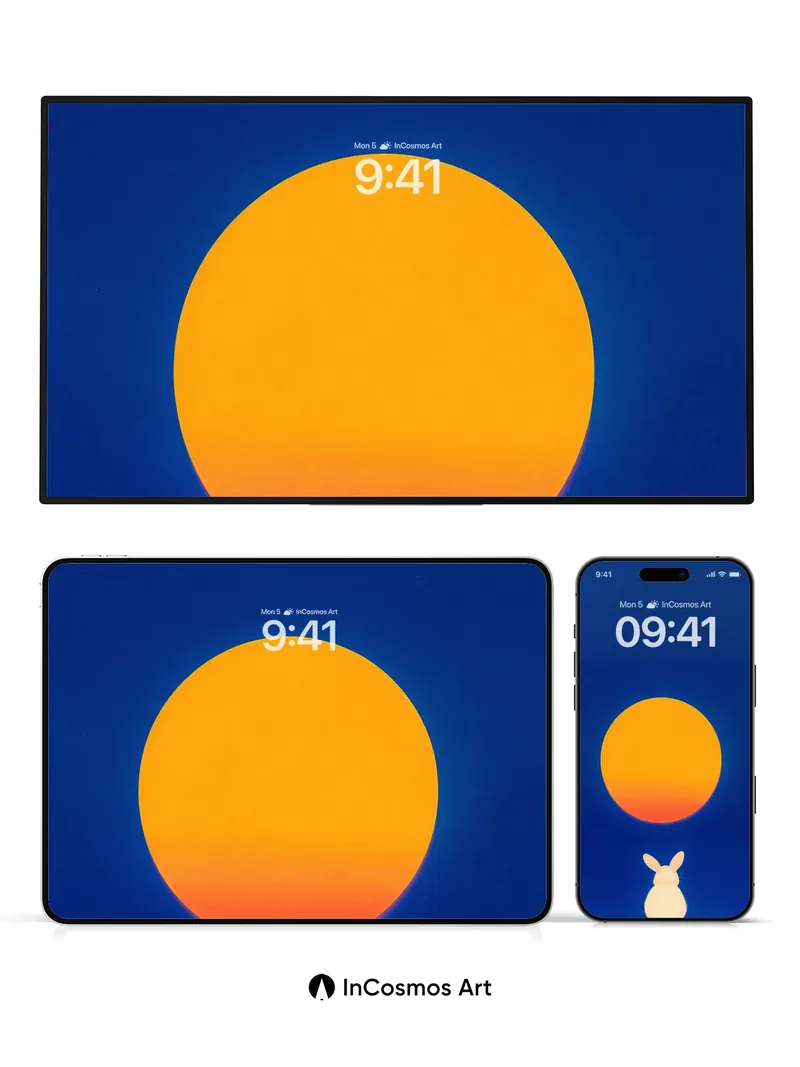 Serenity Sunset Wallpaper with Silent Bunny