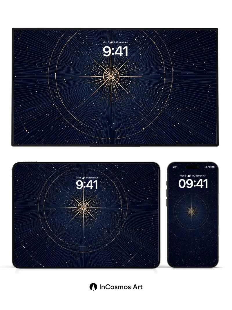 Cosmic Lattice Wallpaper with Radiant Core