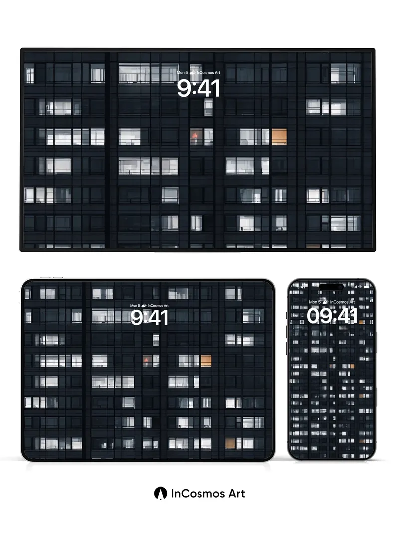 Silent Grid Wallpaper with Warm Pulse