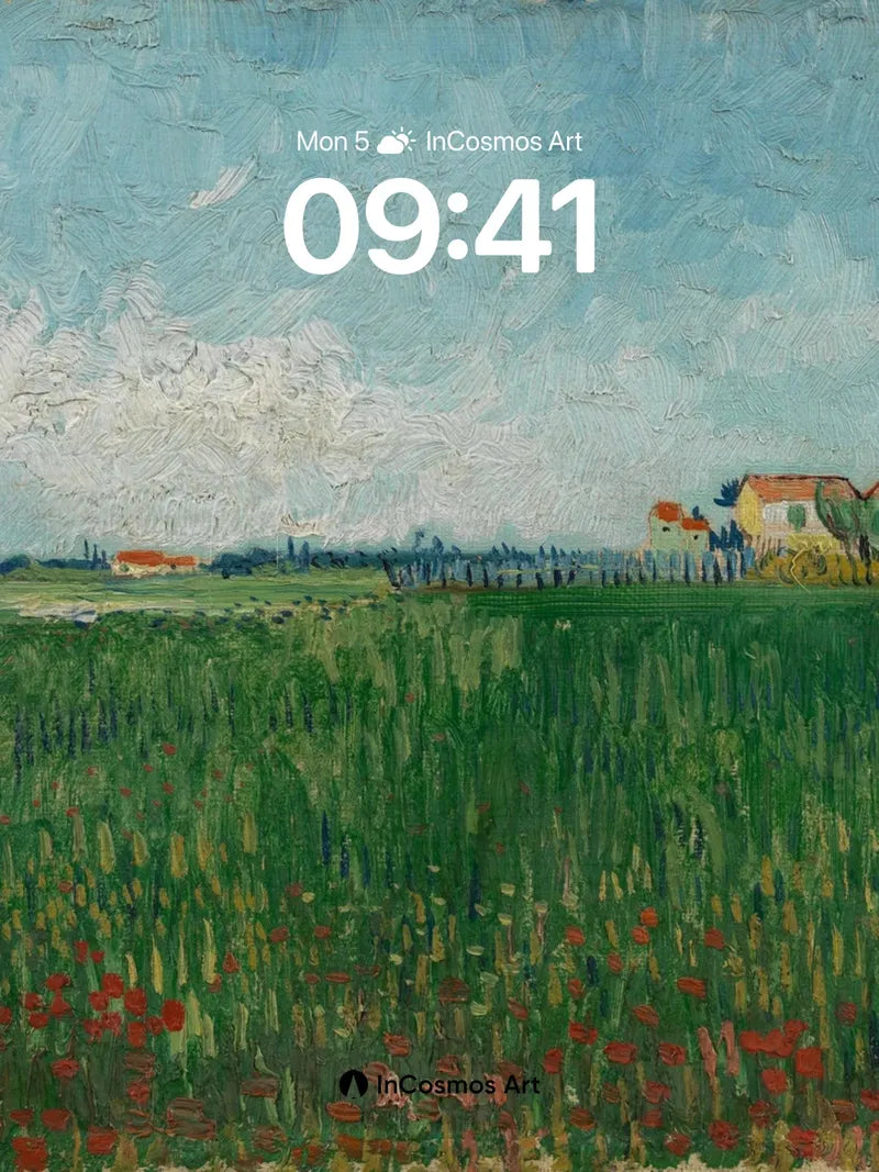 Serenity Field Wallpaper with Poppy Whispers