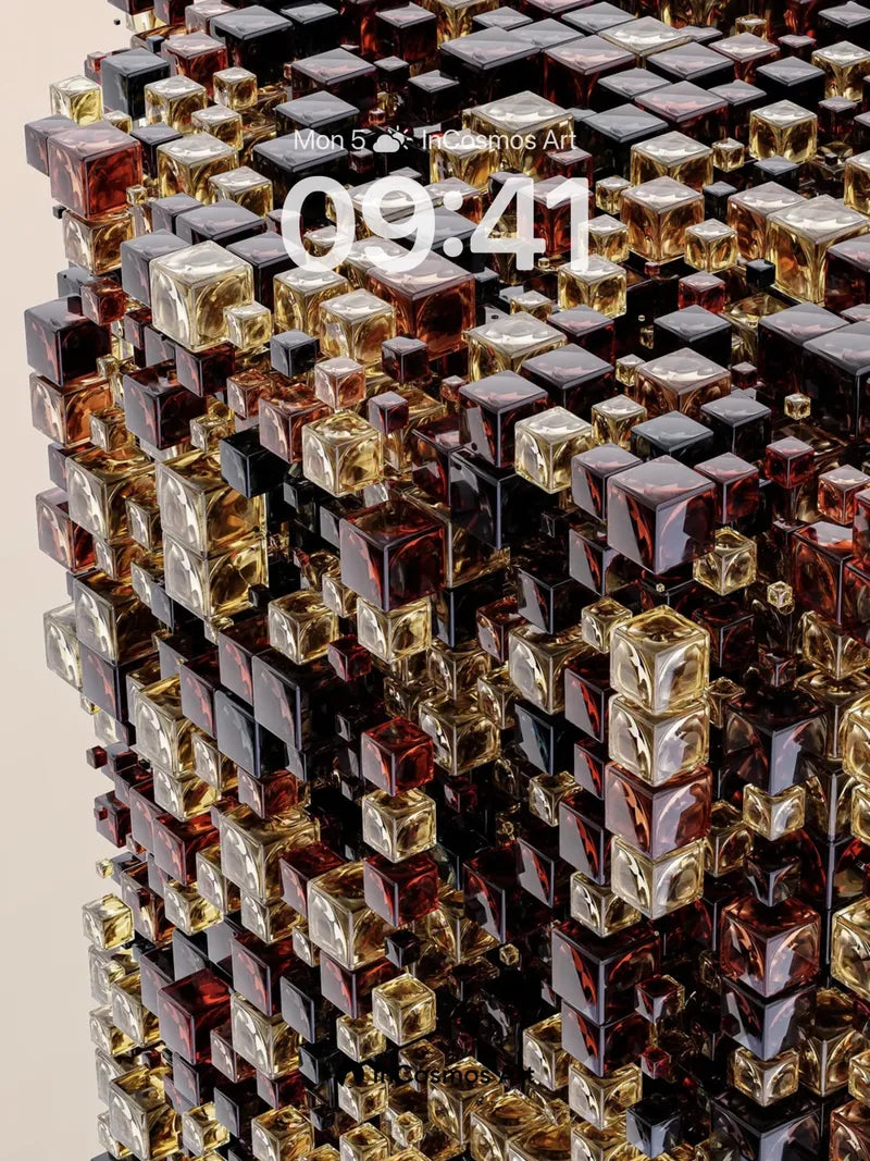 Luminous Cube Array Wallpaper with Shimmering Depth