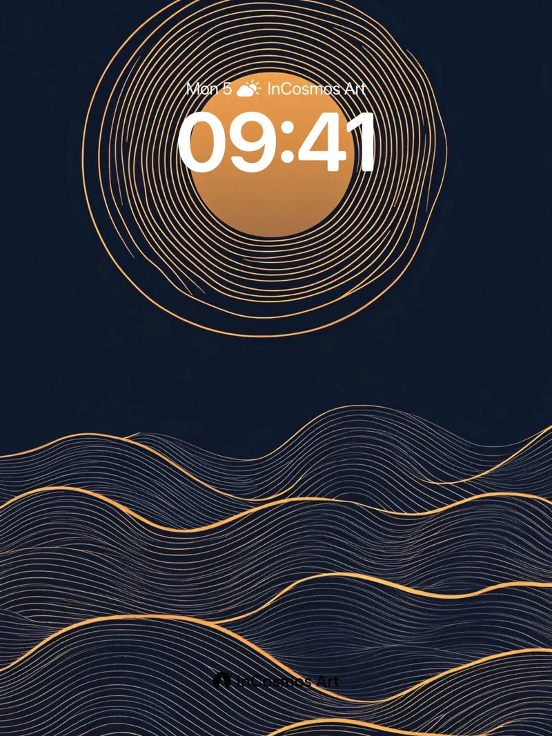 Golden Horizon Wallpaper with Woven Light