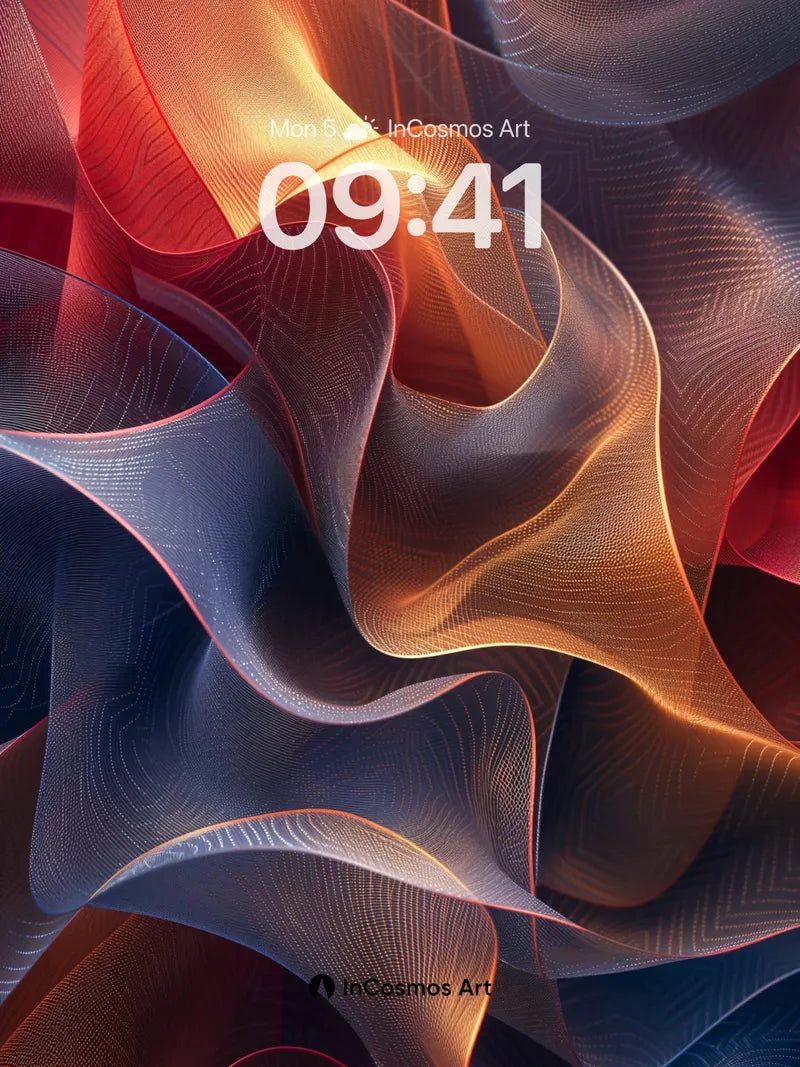 Crimson Wave Wallpaper with Luminous Threads