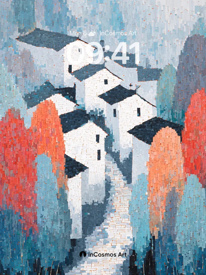 Cobalt Village Wallpaper with Autumn Veil wallpaper for iPhone, iPad & Mac