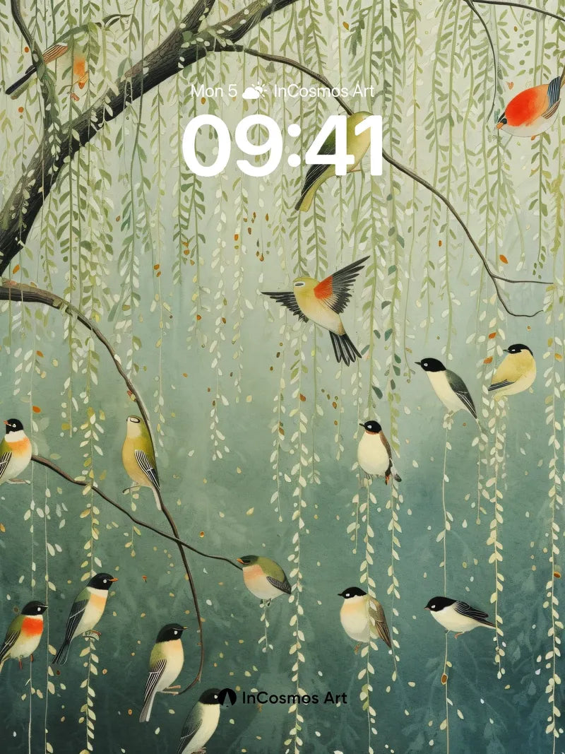 Whispering Canopy Wallpaper with Feathered Light wallpaper for iPhone, iPad & Mac