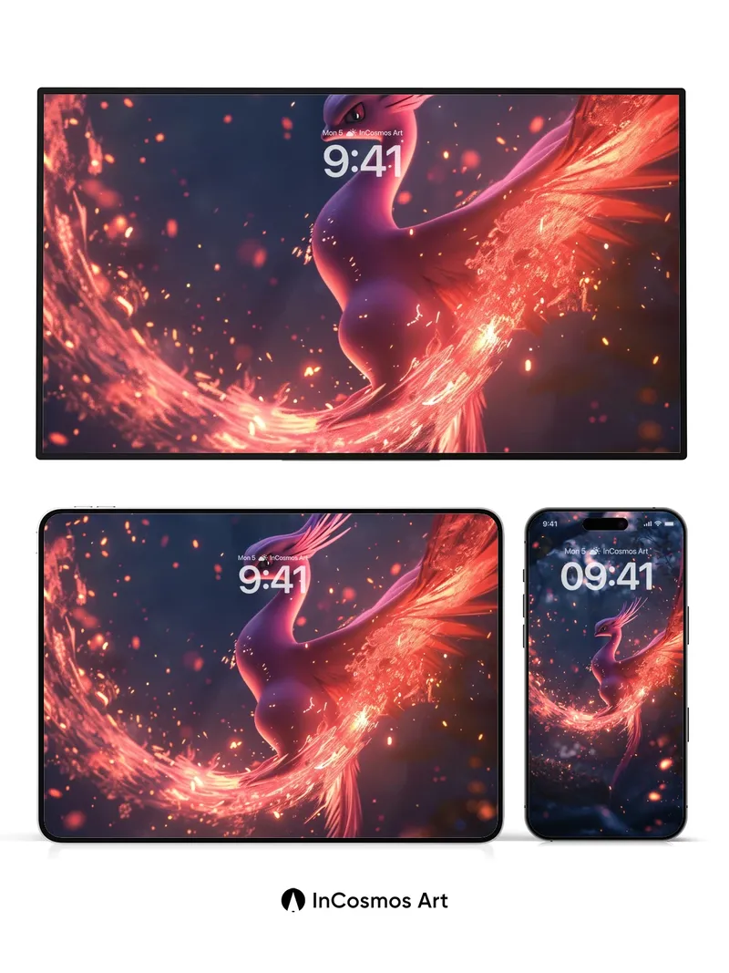 Phoenix Ember Wallpaper with Celestial Flight