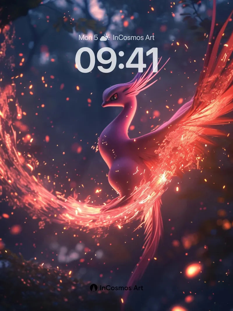 Phoenix Ember Wallpaper with Celestial Flight