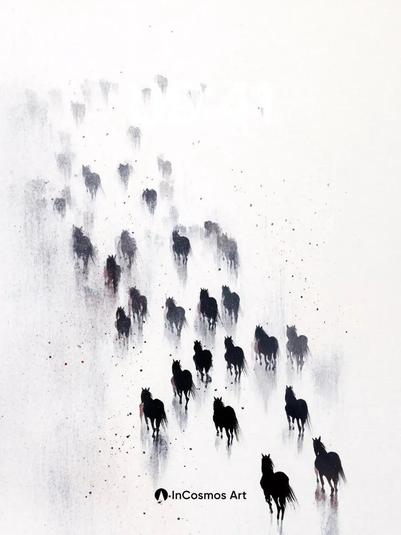 Silhouetted Herd Wallpaper in Misty Motion