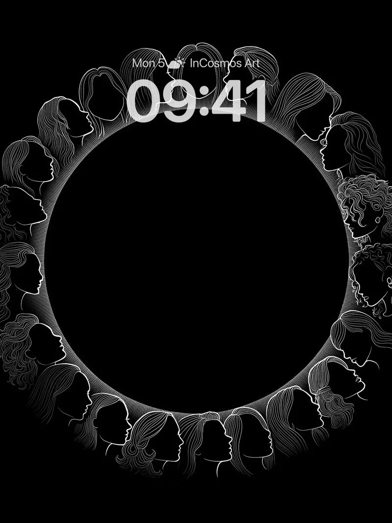 Silhouetted Echoes Wallpaper with Feminine Circles