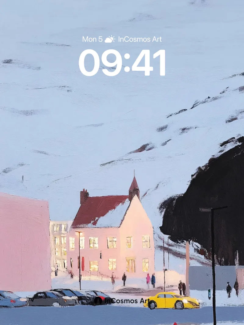 Serenity in Snowdrift Wallpaper with Pink Church Glow