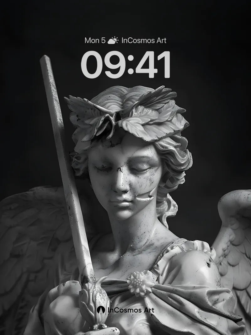 Serene Angel Wallpaper with Marble Grace wallpaper for iPhone, iPad & Mac