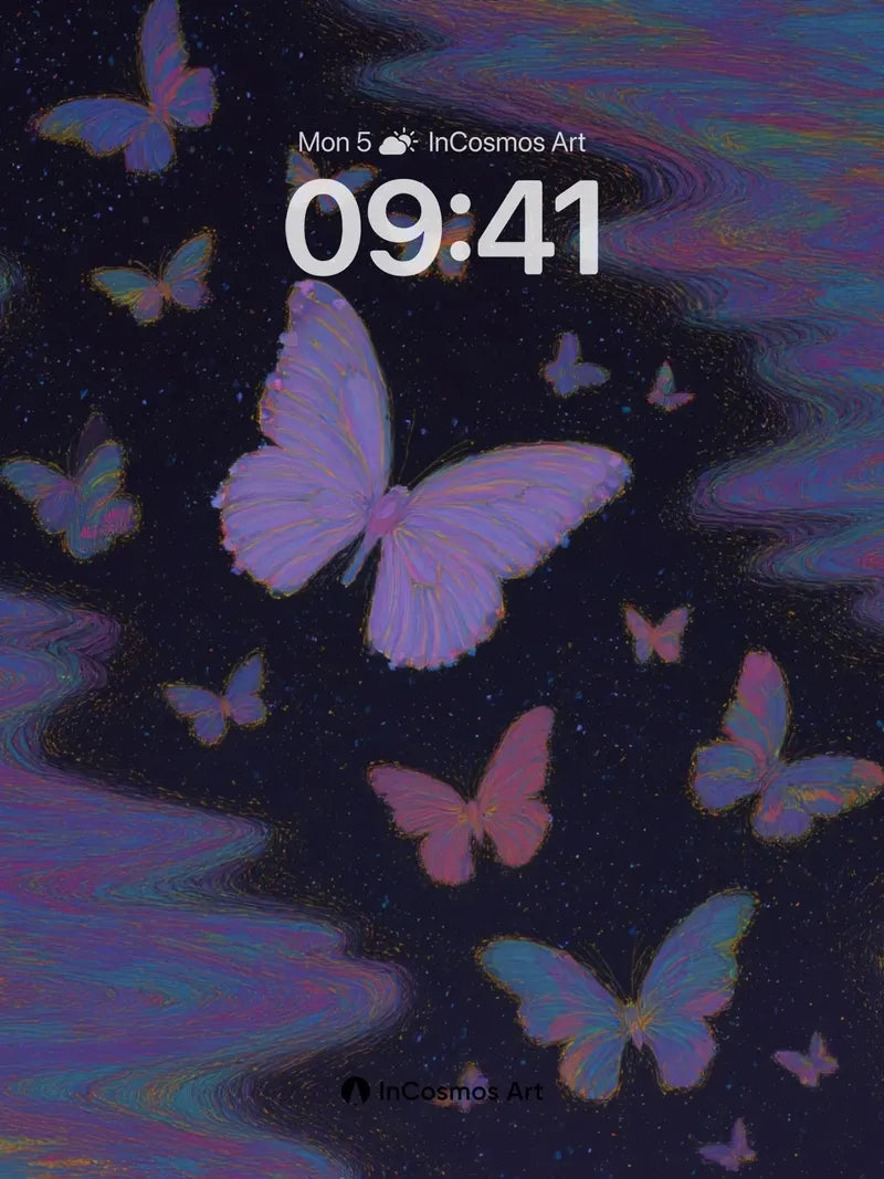 Luminous Mirage Wallpaper with Floating Butterflies