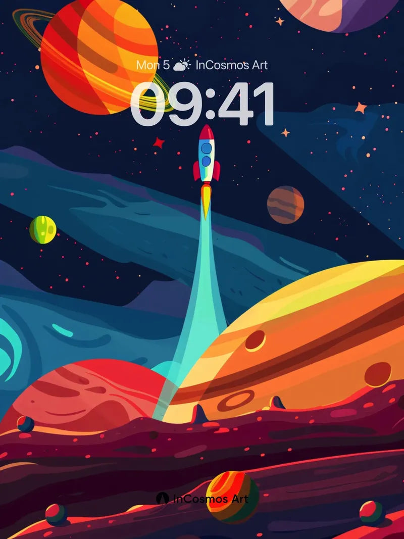 Cosmic Launch Wallpaper with Neon Trails