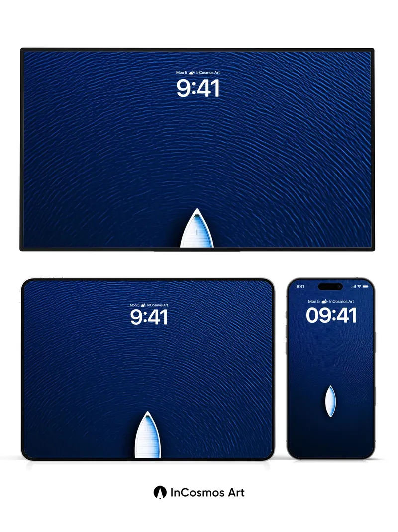 Serene Abyss Wallpaper with Floating Canoe