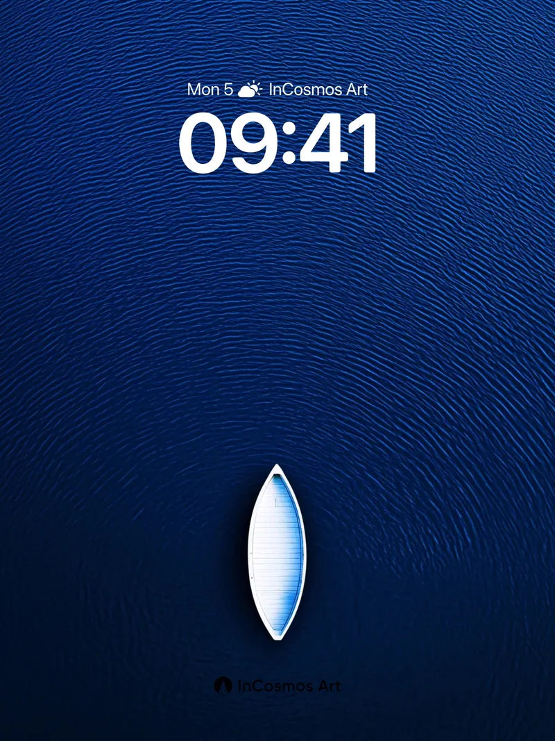 Serene Abyss Wallpaper with Floating Canoe