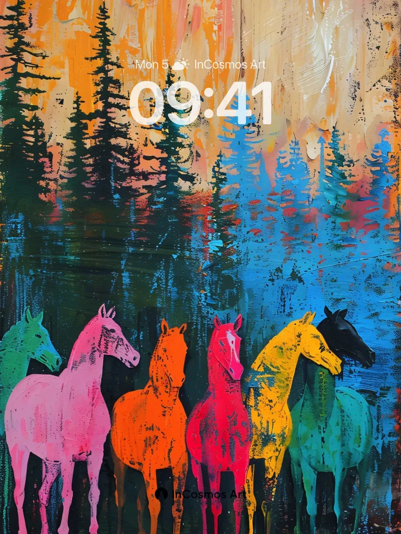 Rainbow Herd Wallpaper with Forest Echoes